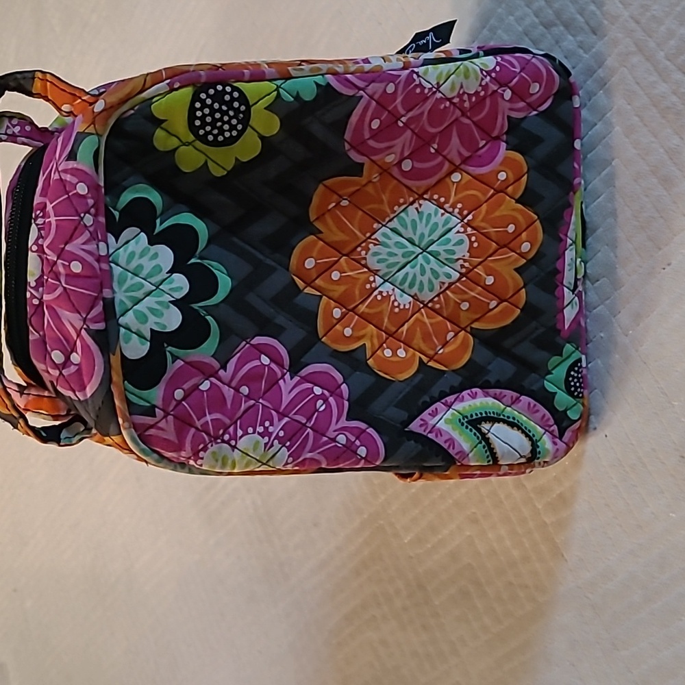 Vera Bradley Lunch Tote Pink Green Black Chevron Handbag - Picture 4 of 8